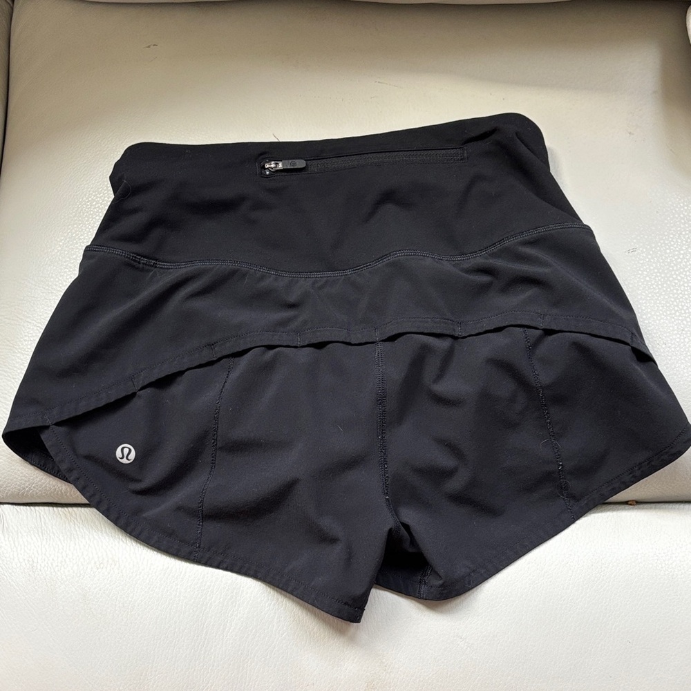 lululemon athletica Black Running Shorts with Back Zip Pocket